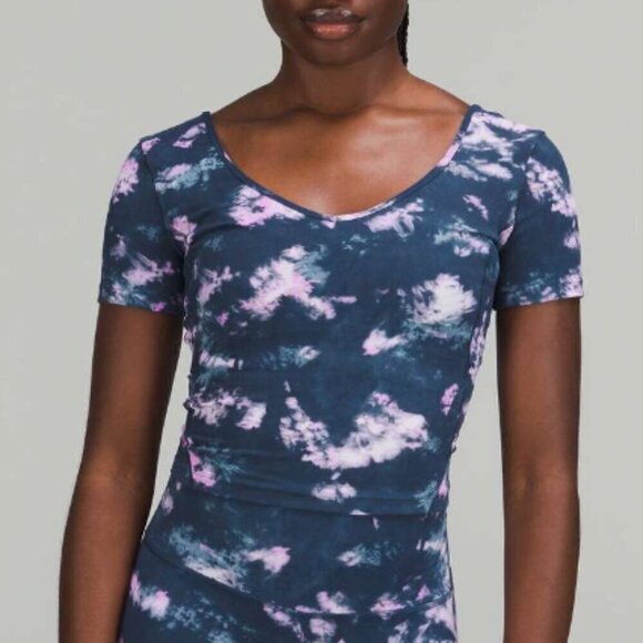 Lululemon Align T-Shirt Tie Dye Mineral Blue Multi Size 8 - Picture 1 of 6